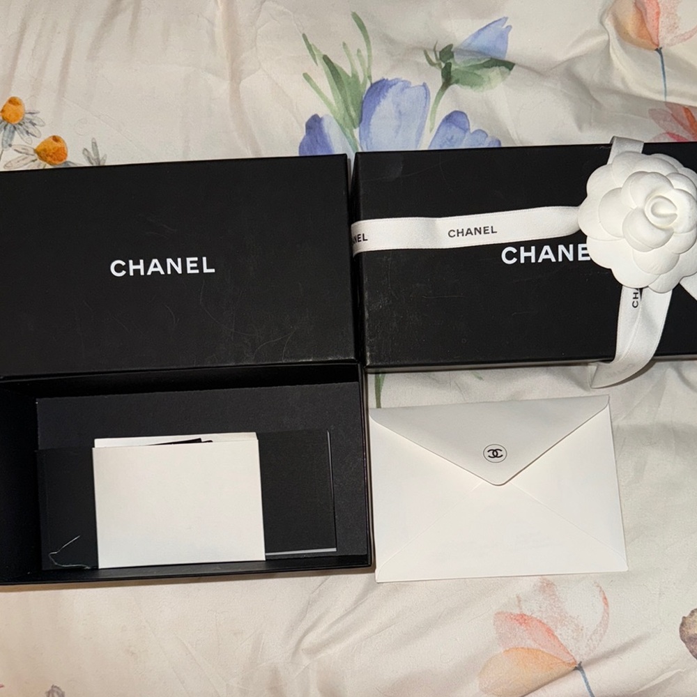 Chanel Black Gift Box with White Ribbon